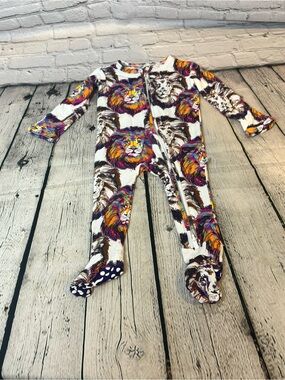 Bums and Roses Lion Pattern Bamboo Footie Romper